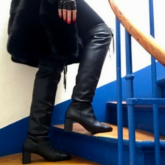 Zara | Slouchy/Over-the-knee Leather Boots - Picture 2 of 13